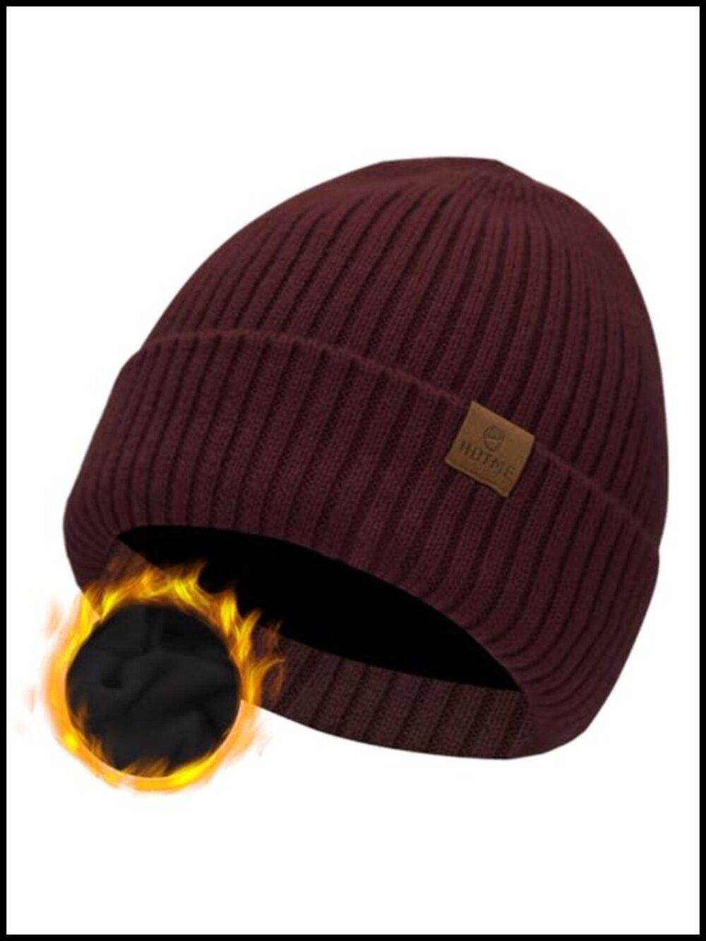 Merino Wool Beanie Hat Thick Warm Fleece Lined Cuffed Winter Ski Cap